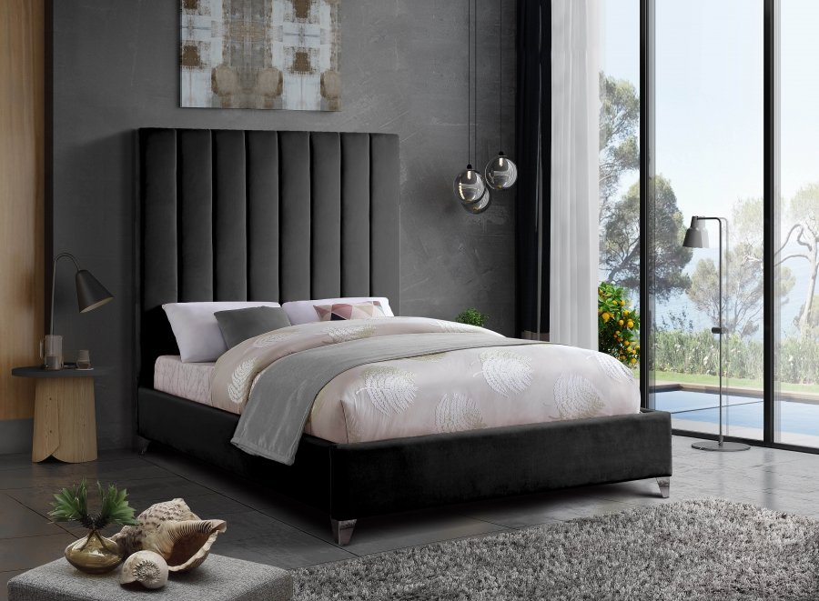 2869-2.jpg Via Velvet Upholstered Bed - Image 3