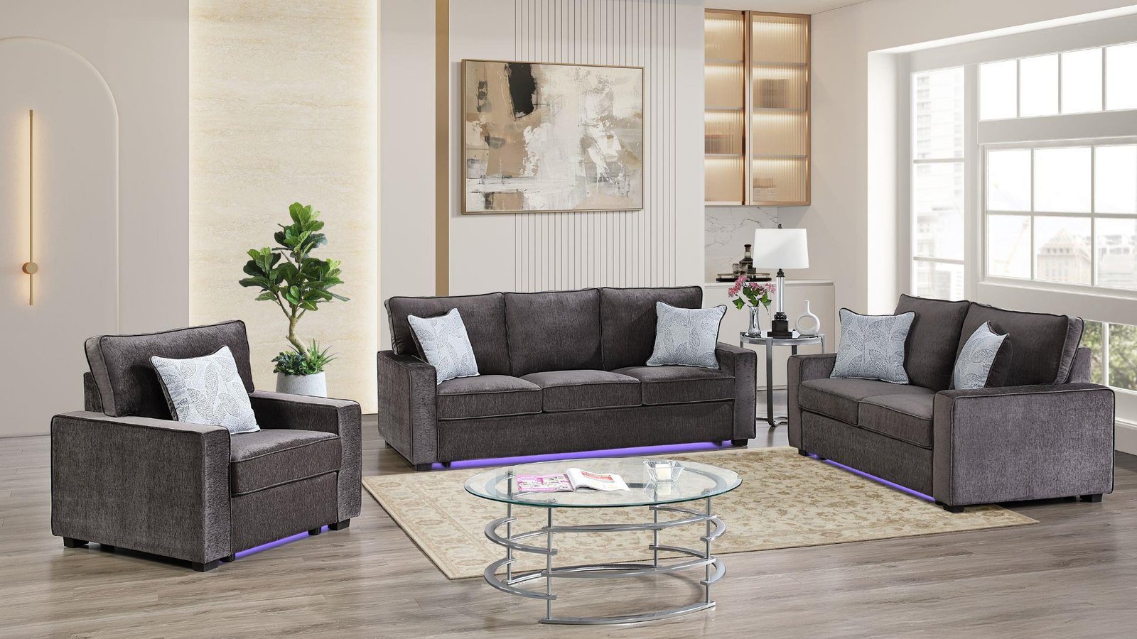 RITA 2 PC Living Room Sets IN CHARCOAL
