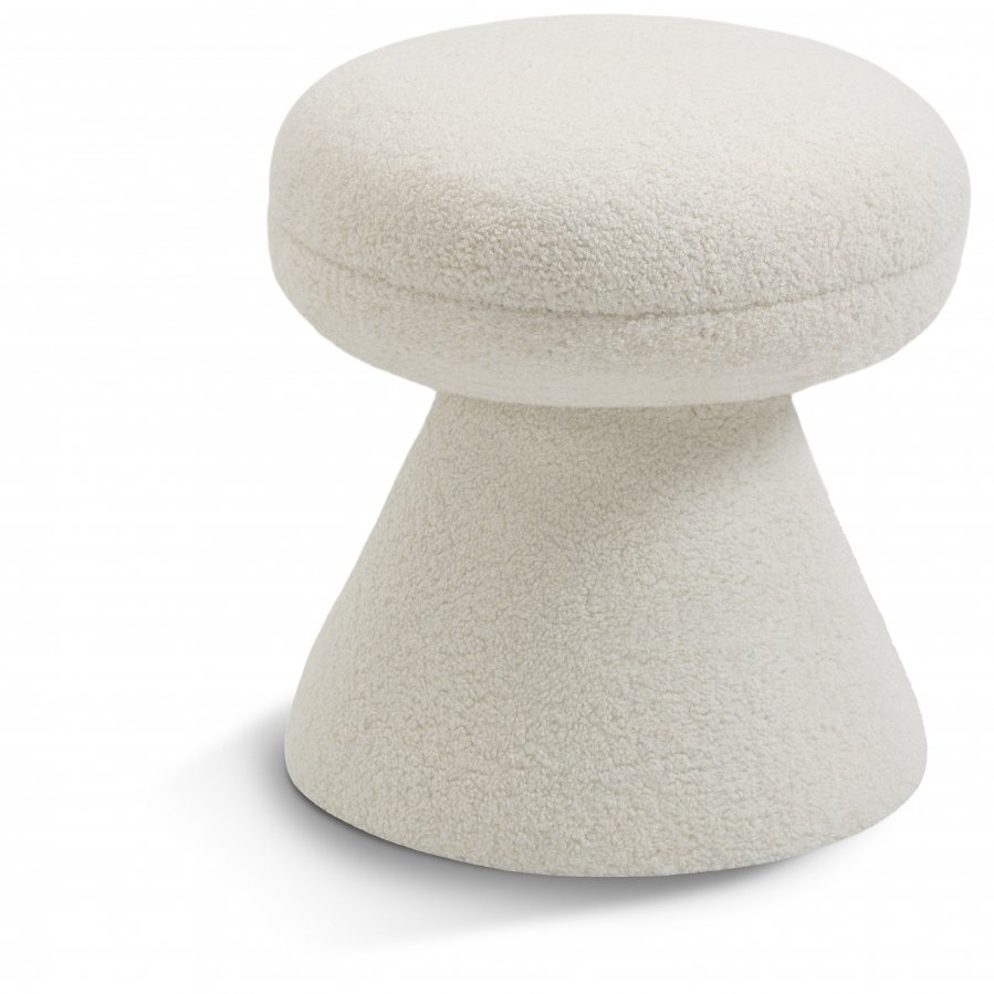 Drum Faux Shearling Teddy Fabric Upholstered Ottoman