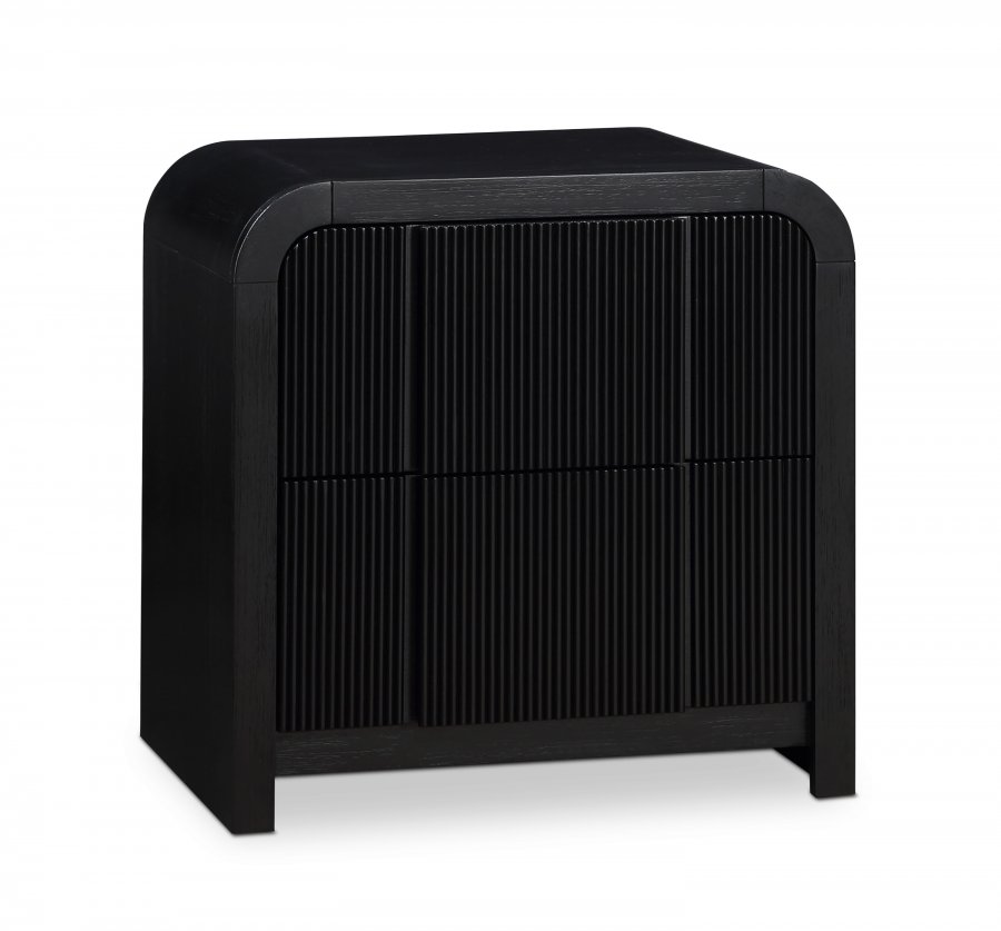 Fluted Solid Wood And Oak Veneer Nightstand