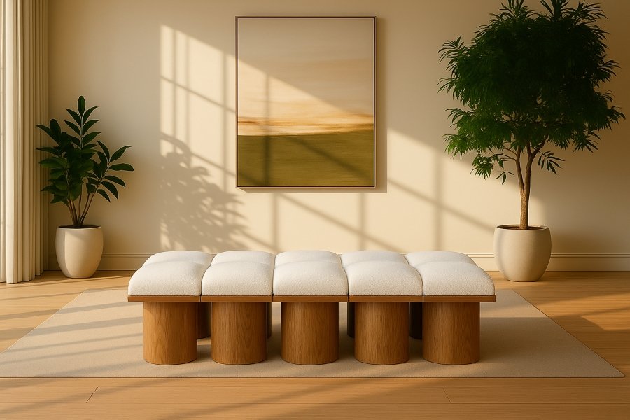 33777-1.jpg Pavilion Boucle Fabric Upholstered 10pc. Modular Bench - Image 2