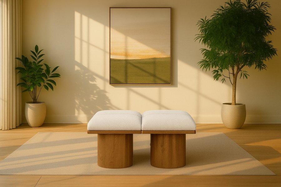 33788-1.jpg Pavilion Boucle Fabric Upholstered 4pc. Modular Bench - Image 2