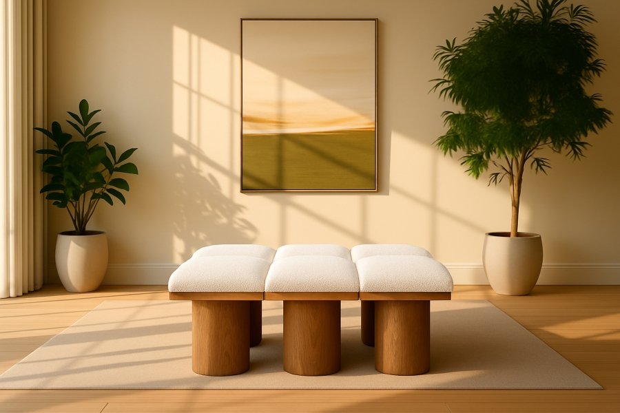 33794-1.jpg Pavilion Boucle Fabric Upholstered 6pc. Modular Bench - Image 2