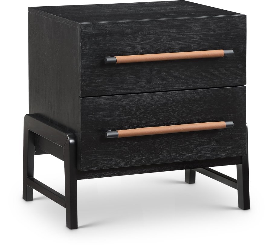 Kaya Oak Veneer And Vegan Leather Handle Night Stand