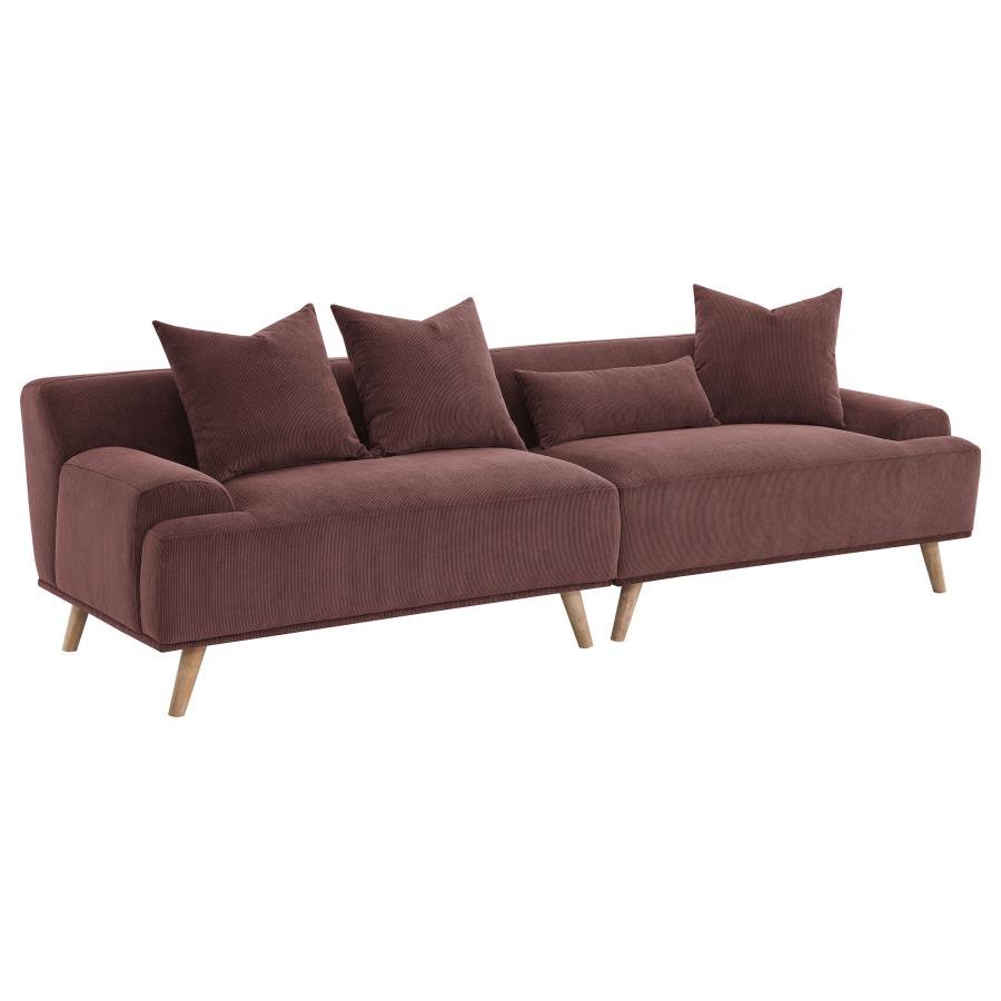 ELIZABETH CORDUROY UPHOLSTERED EXTRA LONG SOFA WINE RED