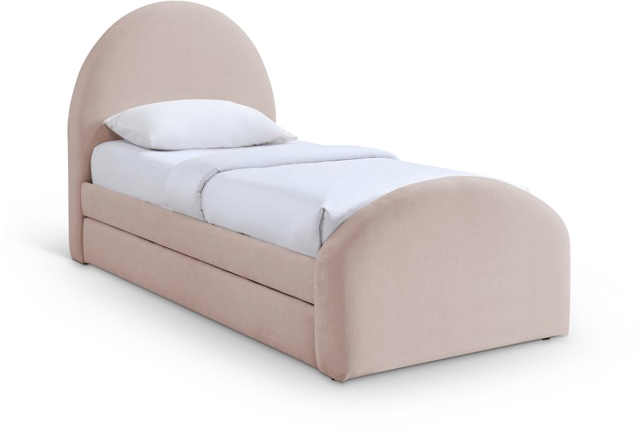 Andaz Chenille Fabric Upholstered Twin Trundle Bed