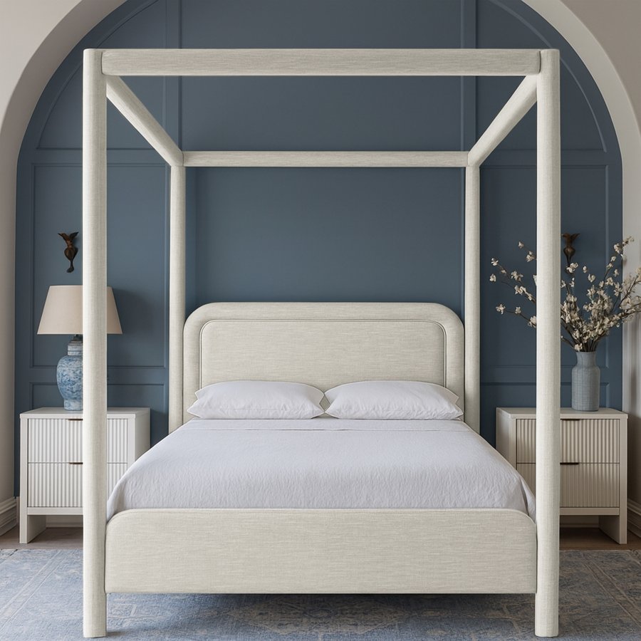 52939-1.jpg Salina Linen Textured Fabric Upholstered Bed - Image 2