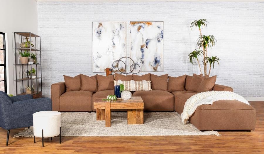 JENNIFER 6-PIECE UPHOLSTERED MODULAR SECTIONAL TERRACOTTA