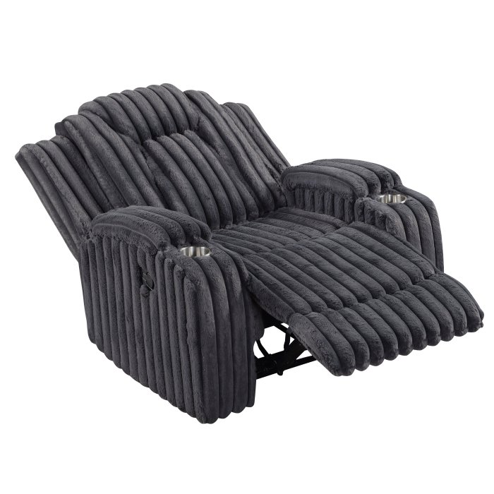 8348DGY-1_noBG_open_2__l.jpg 8348DGY-1 Reclining Chair with Cup Holders - Image 7