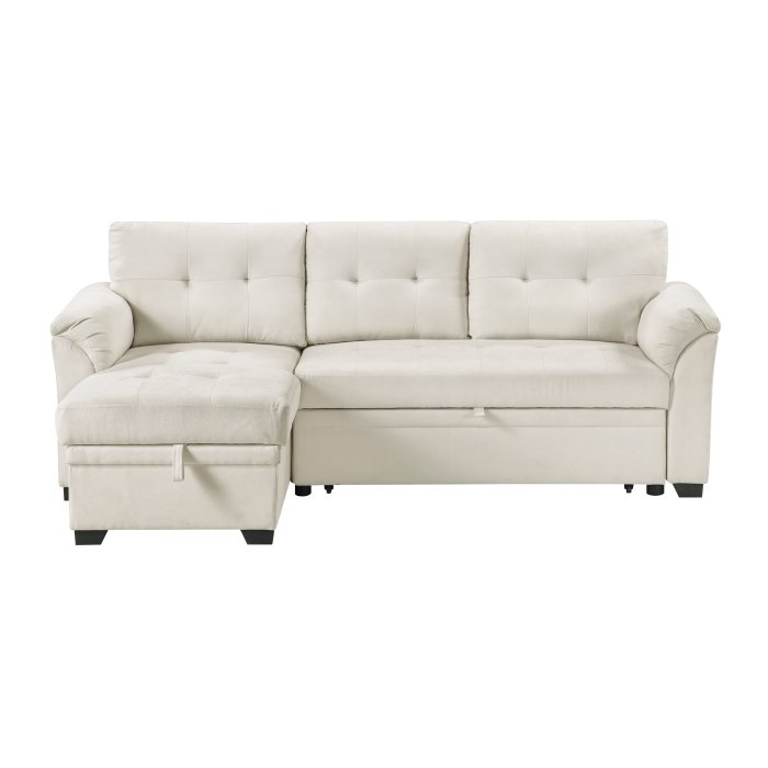 8477BEG_SC_noBG_front__l.jpg 8477BEG*SC 2-Piece Reversible Sectional with Pull-out Bed, Reversible Chaise and Hidden Storage - Image 2