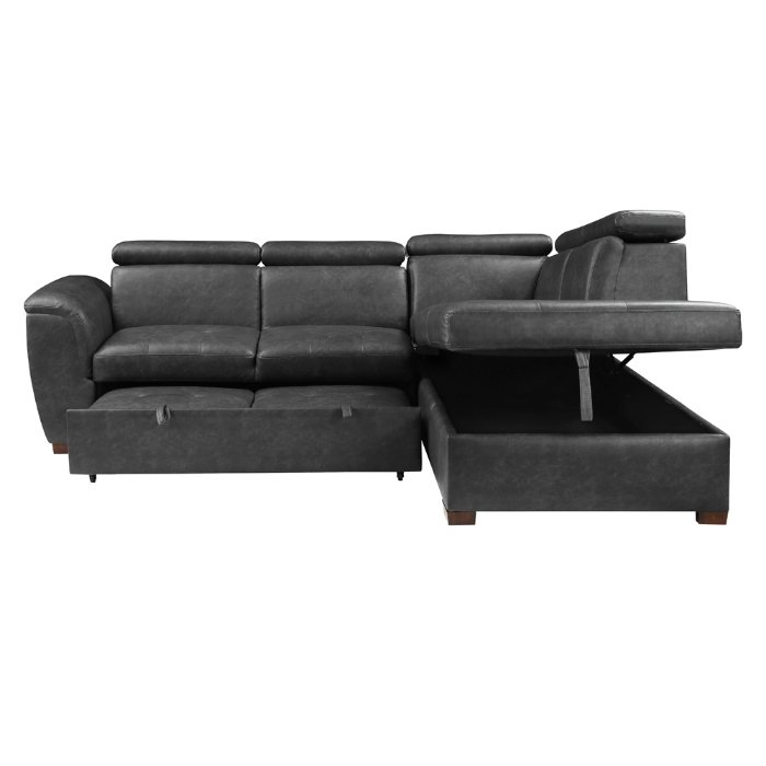8567GY_noBG_ope__l.jpg 8567GY*SC 2-Piece Sectional with Pull-out Bed and Right Chaise with Hidden Storage, Adjustable Headrests - Image 7
