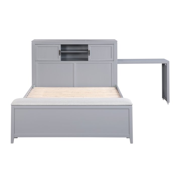 B2024GYBCF-1_no__l-5.jpg B2024GYBCF-1* Full Bookcase Platform Bed with Hidden Desk, Stool and Storage Bench - Image 5