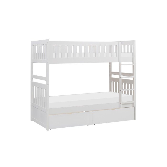 B2053W-1*T Twin/Twin Bunk Bed with Storage Boxes