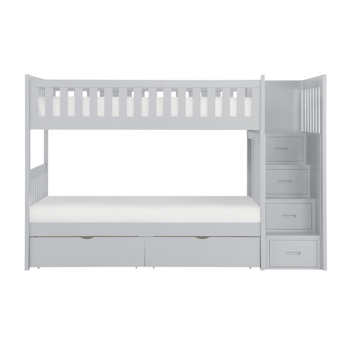 B2063SB-1*T Twin/Twin Step Bunk Bed with Storage Boxes