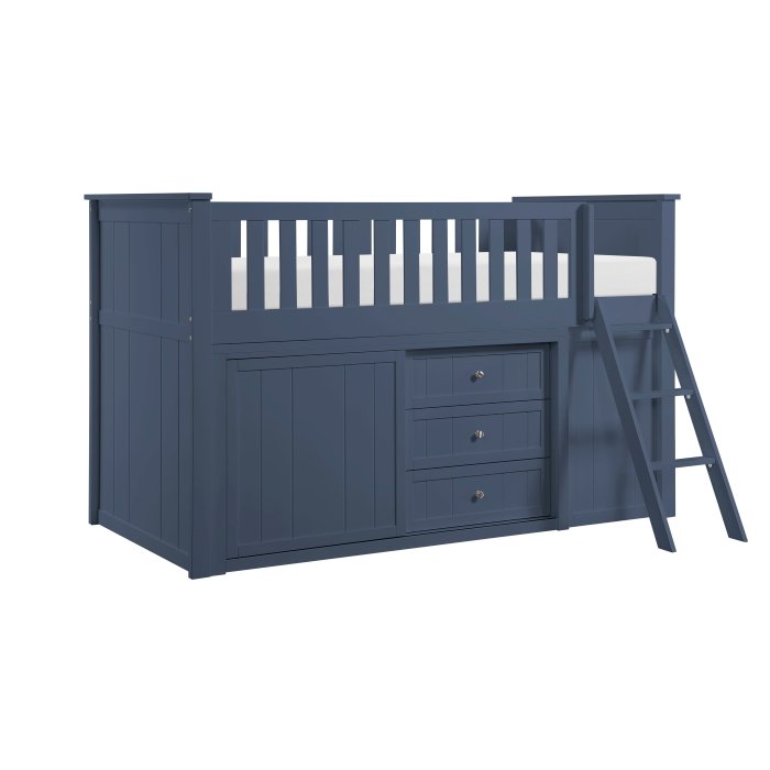 B2083BULL-1*BC2DR Low Loft Bunk with Bookcase and 2 Dressers