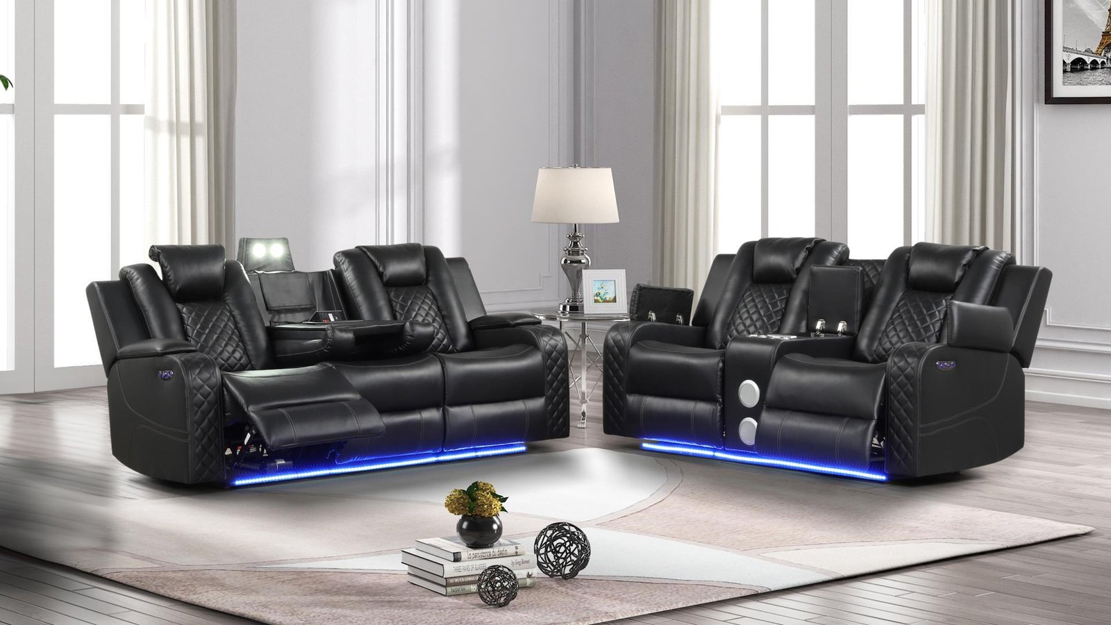 BENZ 2 PC Living Room Sets IN BLACK