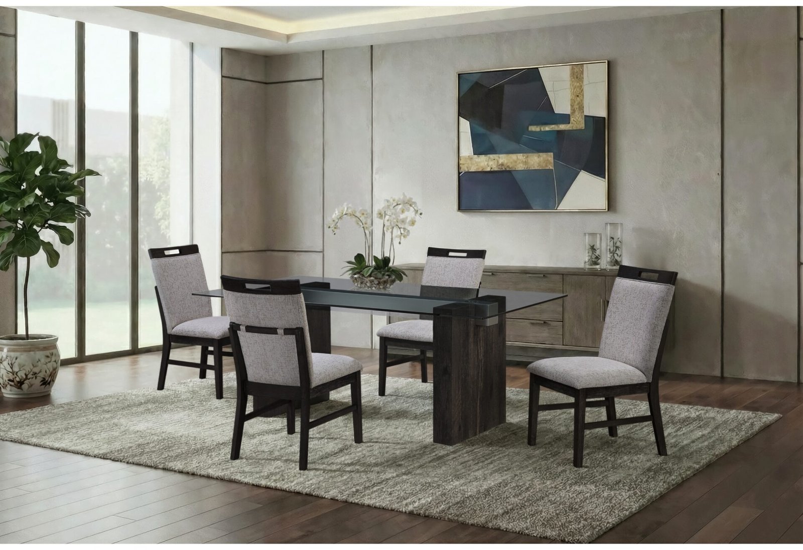 D4238 DINING TABLE AND 6 D4239 DINING CHAIRS