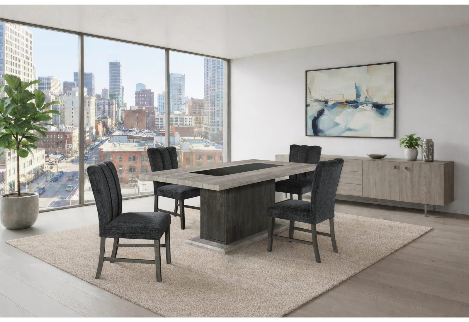 D8030 DINING TABLE AND 4 D8030 DINING CHAIRS