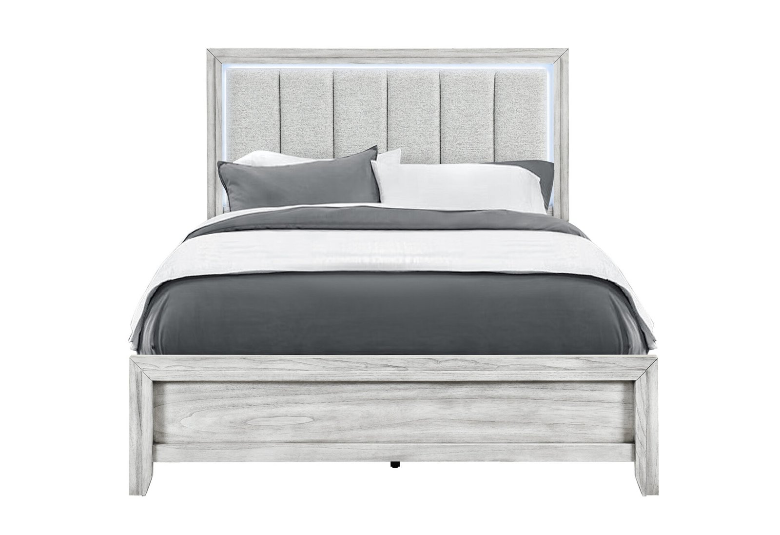 ELSIE GREY QUEEN BED WITH LED