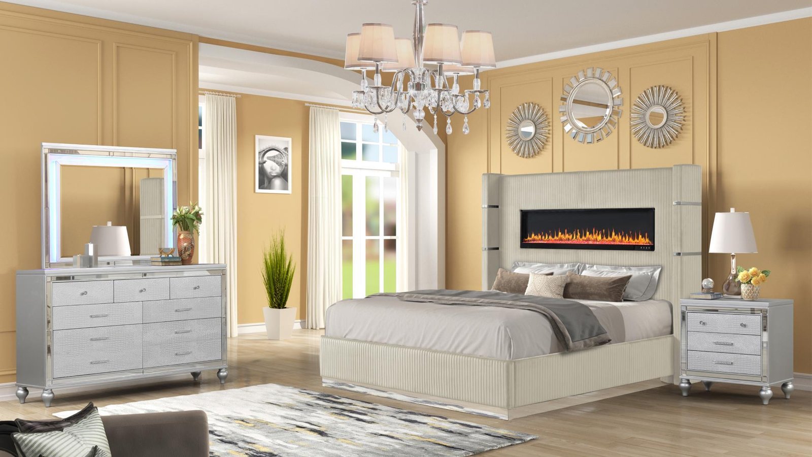 LIZELLE QUEEN 4 PC BEDROOM SET IN CREAM