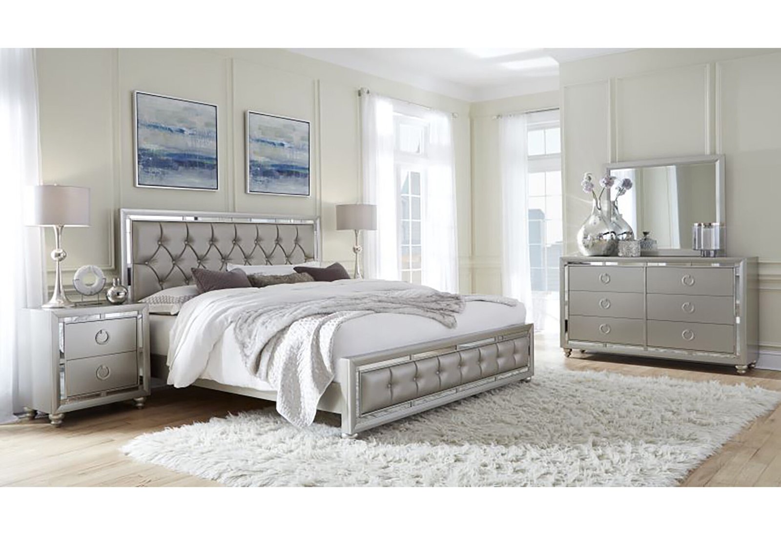 RILEY SILVER KING BED GROUP