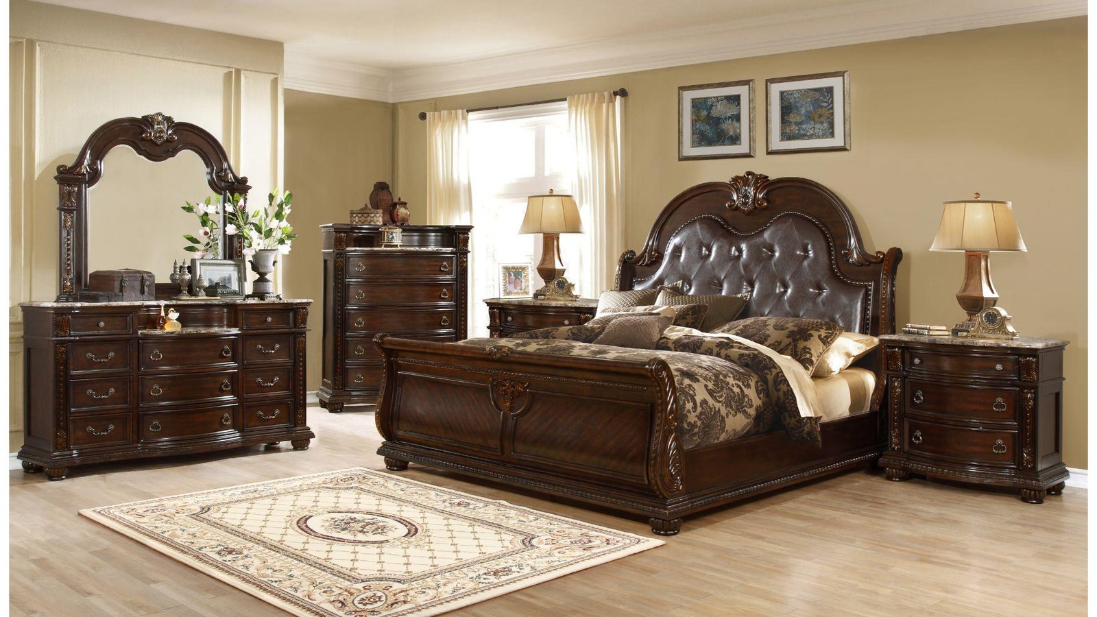 Roma_main_Image_Cherry_33_1500_975.jpg ROMA QUEEN 4 PC BEDROOM SET IN WALNUT - Image 2