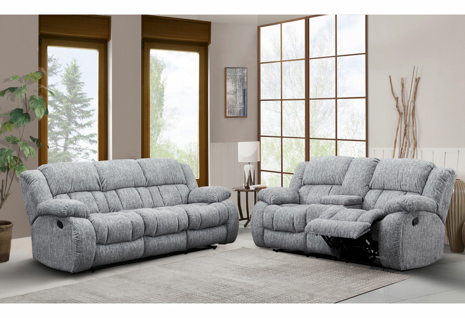 U250-GREY-RSCRLS.jpg U250 GREY CONSOLE RECLINING LOVESEAT - Image 3