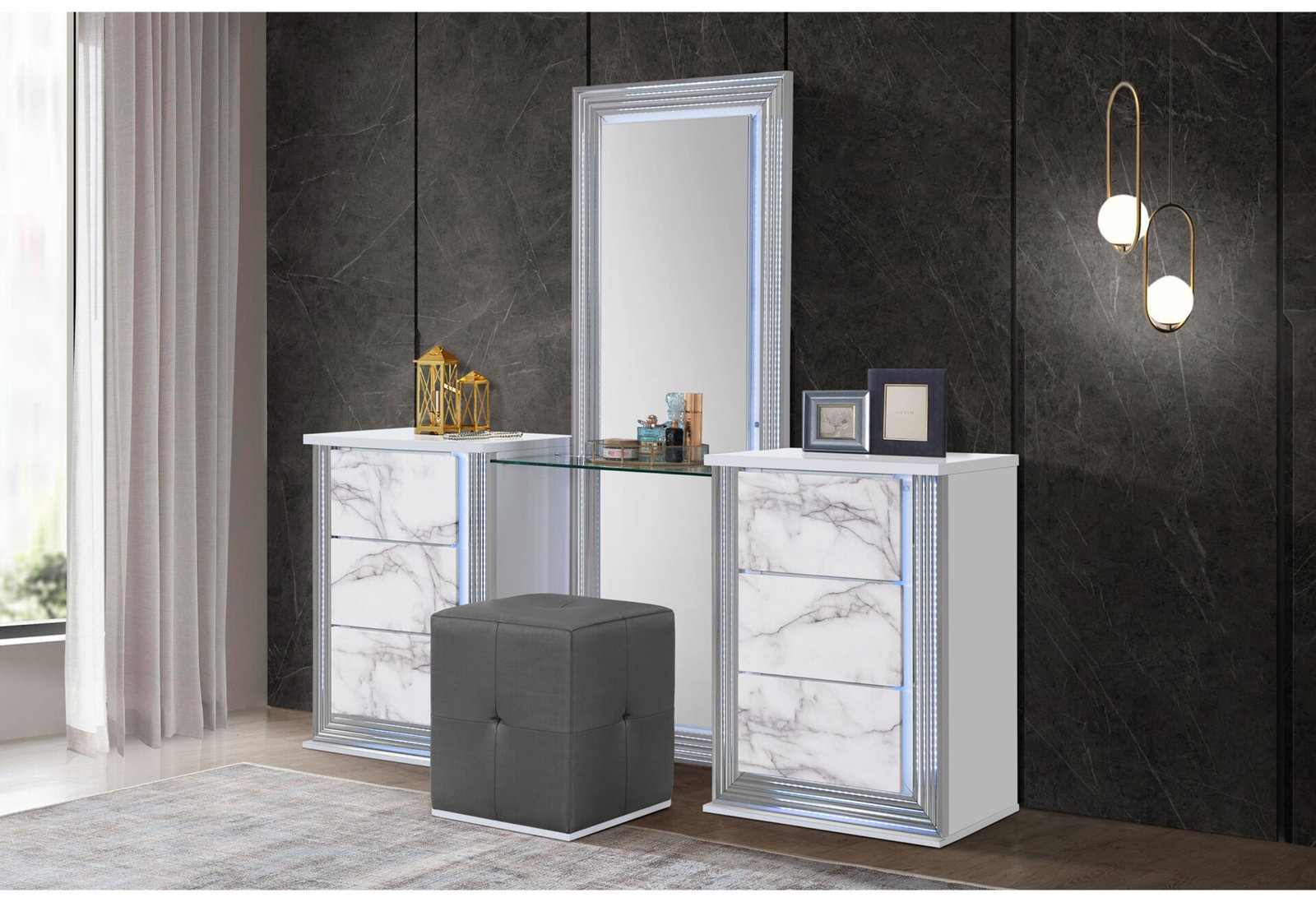 YLIME-WHITE-MARBLE-VANITY-SETRSC.jpg YLIME WHITE MARBLE KING BED GROUP FULLY SLATTED WITH VANITY SET - Image 3